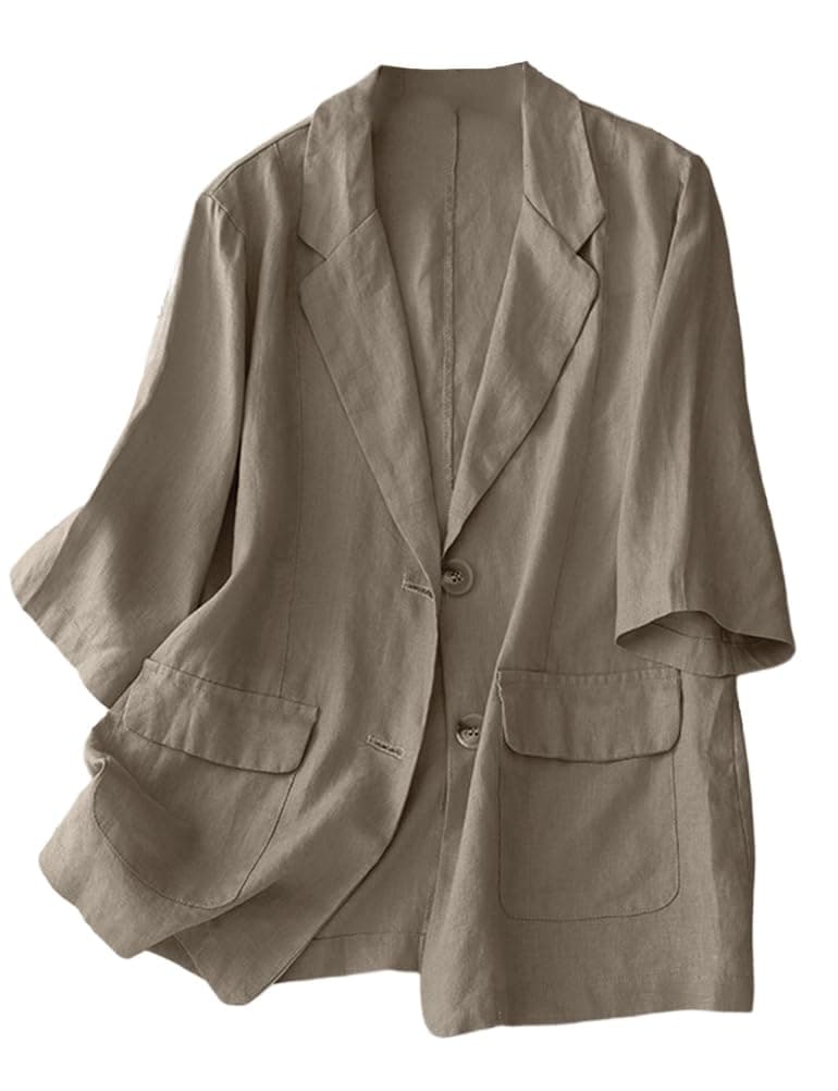 Casual Lightweight Cotton Linen Blazer for Women