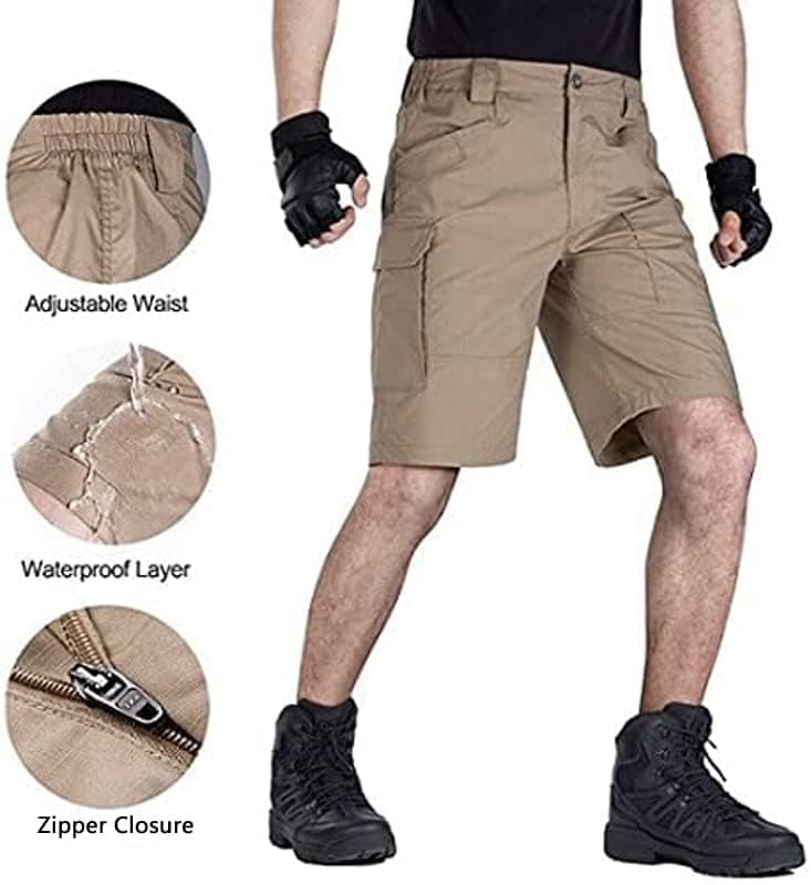 AUTIWITUA Men's Waterproof Tactical Cargo Shorts for Hiking and Fishing