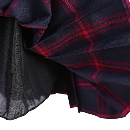 Urban CoCo Women's Elastic Waisted Tartan Pleated School Skirt