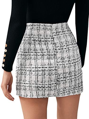 SweatyRocks Women's Elegant High Waist A-line Plaid Mini Skirt