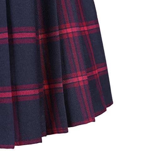 Urban CoCo Women's Elastic Waisted Tartan Pleated School Skirt