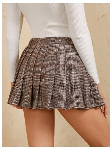 MakeMeChic Women's Tartan Plaid Mini Skirt with Drop Waist