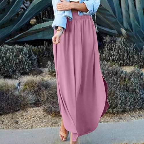 JJHAEVDY Women's Elastic Maxi Skirt with Pockets