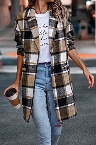 PrettyGarden Women's Plaid Winter Jacket With Pockets