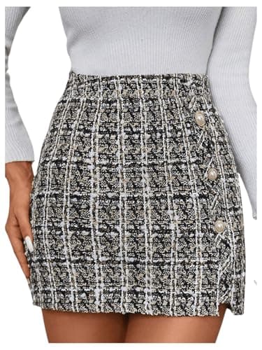 SweatyRocks Women's Elegant High Waist A-line Plaid Mini Skirt — Yellow