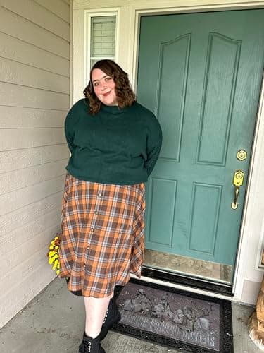 TIYOMI Women's Plus Size Stretchy Swing Corduroy Skater Skirt XL-5XL