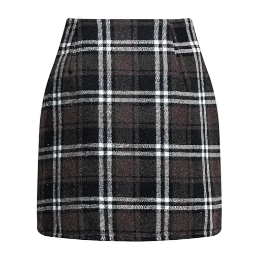 2024 Fall/Winter High Waist Wool Plaid Skirt for Women - Casual and Bodycon — 02 Coffee