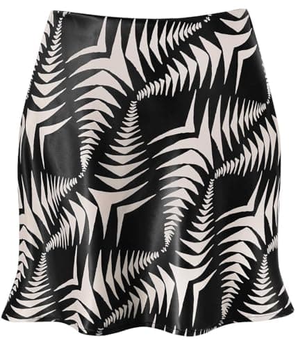 Women's Reaowazo Satin High Elastic Ruffle Waist Short Skirt — A-stripe Zebra