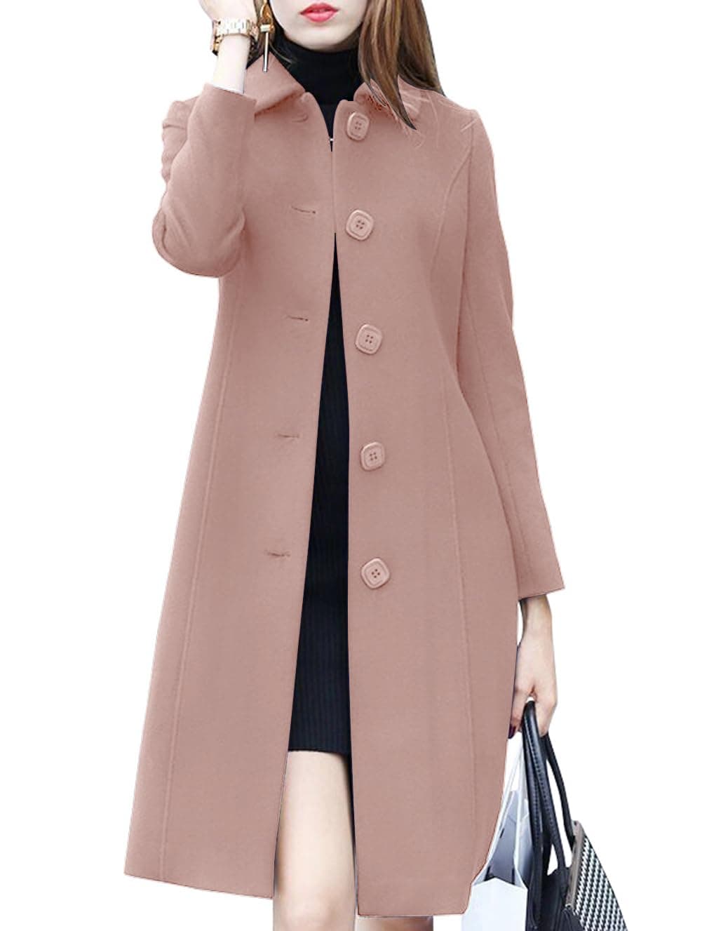 Chouyatou Women's Elegant Wool Overcoat for Fall Winter