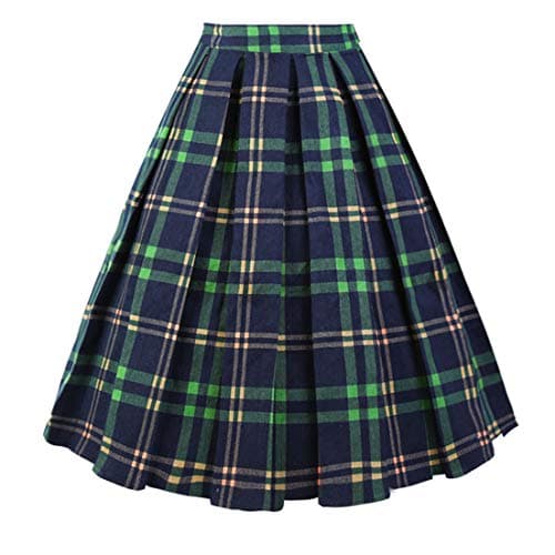 Girstunm Women's Floral Print A-line Midi Skirt with Pockets