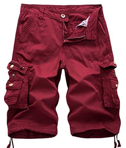 Men's Multi-Pocket Cargo Shorts — Red