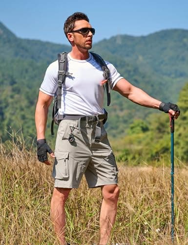 Hugut Men's Quick Dry Hiking Cargo Shorts with Multi Pockets for Travel Golf Camping