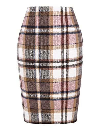 2024 Fall/Winter Plaid Midi Skirt for Women — Pink