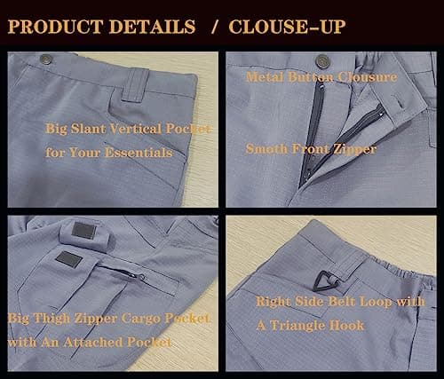 Yameekamulga Men's Water-Resistant Tactical ShortsCargo Hiking Fishing Cotton Blend