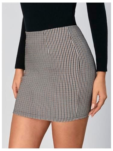 Floerns Women's Multicoloured Plaid High Waist Bodycon Mini Skirt