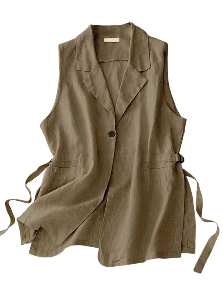 Cotton Linen Sleeveless Vest for Women