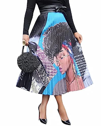 Graffiti Pleated Skirts with Cartoon Print for Women — A# Lady