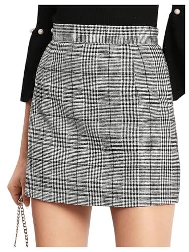Floerns Women's Plaid High Waist Mini Skirt
