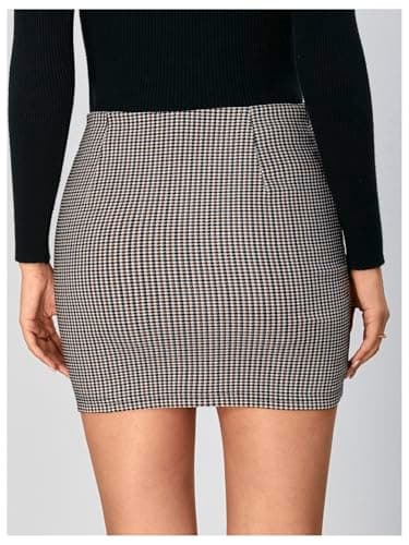 Floerns Women's Multicoloured Plaid High Waist Bodycon Mini Skirt