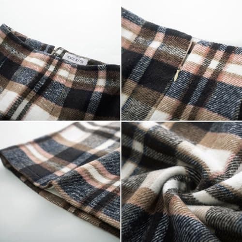 Kate Kasin 2025 High Waisted Plaid Stretch Casual Mini Skirt
