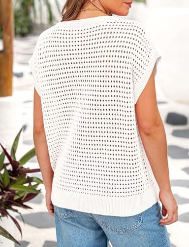 IDEALSANXUN Women's Crochet Sweater Vest Shorts Casual Pullover Tank Tops