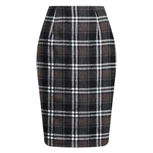 2024 Fall/Winter High Waist Wool Plaid Skirt for Women - Casual and Bodycon — 03 Coffee