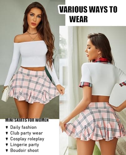 Avidlove Mini Pleated High Waist Skater Skirt