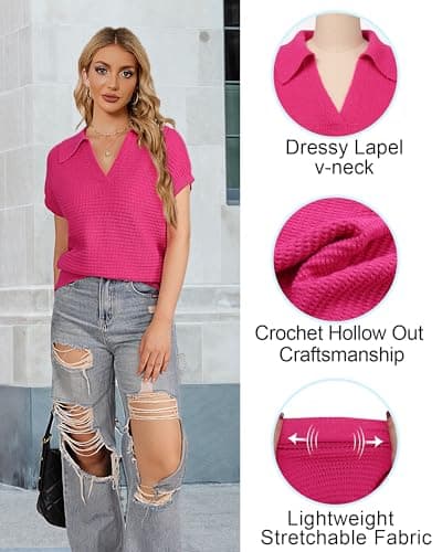 Hollow Out Cap Sleeve V Neck Sleeveless Sweater Vest for Women