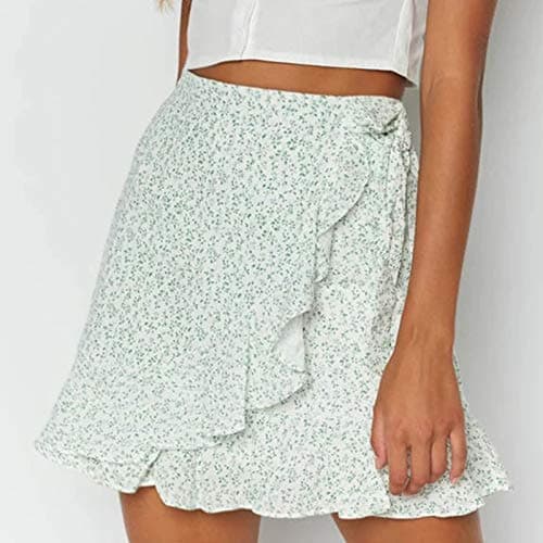 Women's Floral Print Ruffle Beach Skirt
