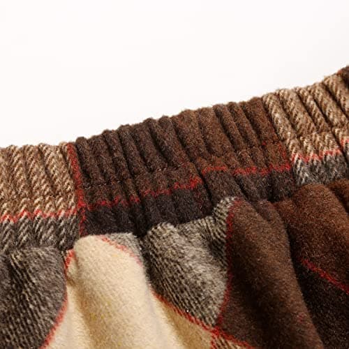 IDEALSANXUN Women's A-Line Plaid Wool Skirts with Elastic Waist