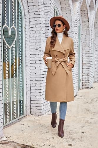 GRACE KARIN Women's Wool Double Breasted Winter Coat with Pockets