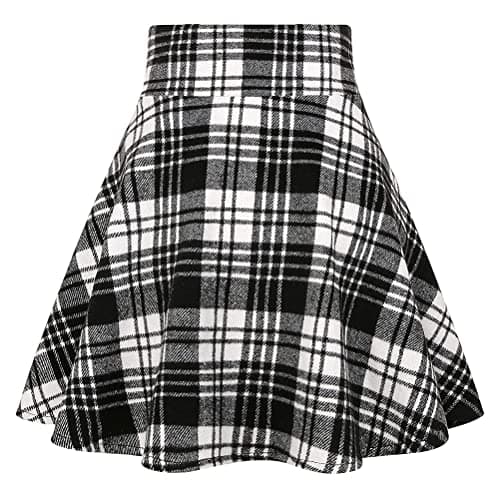 High Waist Lace Up A-line Plaid Skirt for Women