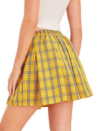 Women's Casual Plaid High Waist A-Line Mini Skirt for WDIRARA