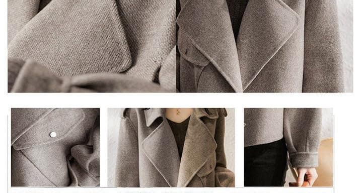 UTCOCO Women Cropped Wool Pea Coat with Notched Lapel and Pockets