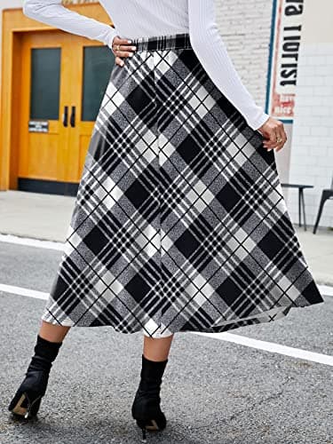 HUSKARY Plaid Midi Skirt for Women 2025 Fall Winter