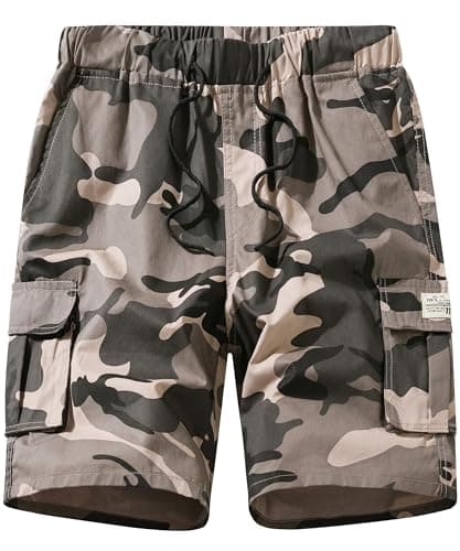 Vcansion Men's Casual Cotton Camo Cargo Shorts with Multiple Pockets — 02khaki Camo