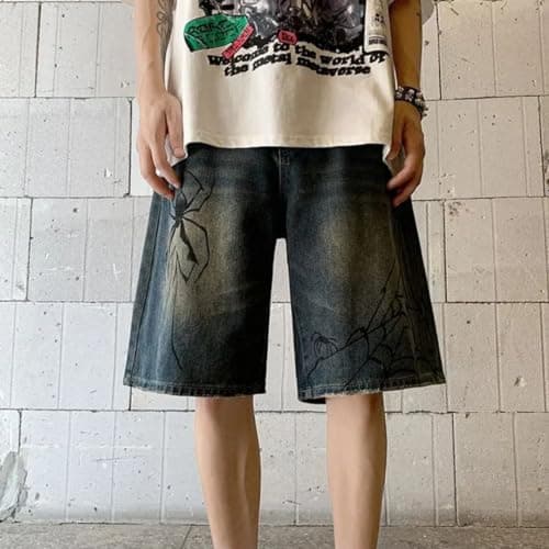 Y2K Jean Jorts Grunge Spider Shorts