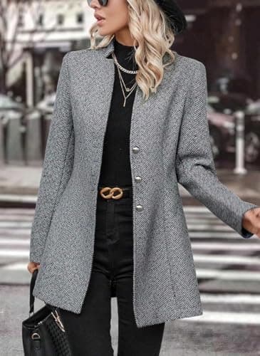 Yoeasy Women's Mid-Length Wool Blend Pea Coat