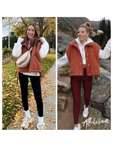 Athlisan Womens Sherpa Jacket with Pockets Casual Fleece Vest