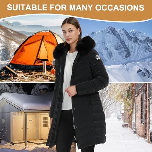 Molemsx Women's Thick Faux Fur Parka Jacket, Warm Hooded Down Alternative XS-XXL