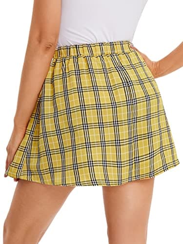 Y2K Plaid High-Waist A-Line Skirt for Women