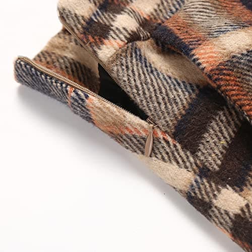 Women's Long Plaid Wool Skirt for Winter: High Waisted A-line Flare