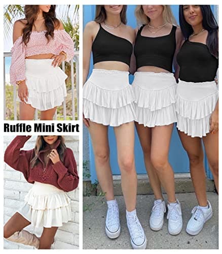 High Waist Ruffle Mini Skirt Women's Fashion