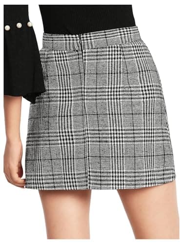 Floerns Women's Plaid High Waist Mini Skirt