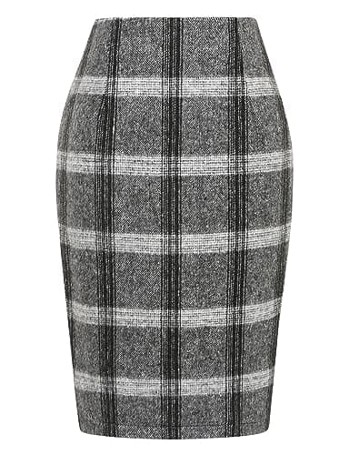 2024 Fall/Winter Plaid Midi Skirt for Women — Grey