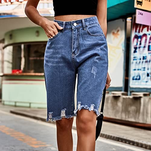 Sumleno Women's High Waist Y2k Denim Jorts Shorts