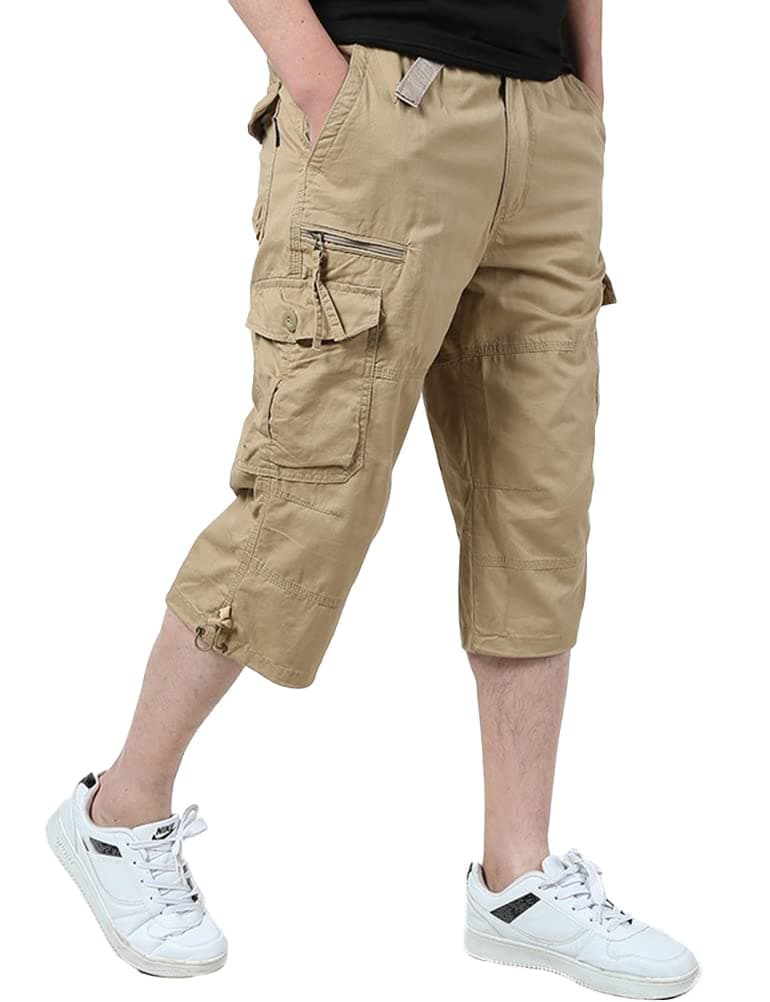 Mens Cotton Cargo Shorts - Casual Baggy Hiking Summer Shorts
