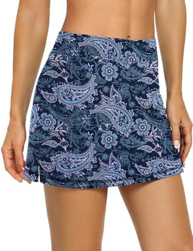 LouKeith Women's Golf Skirts Mini Skorts Summer Workout Shorts with Pockets — Pattern 12-sapphire Print
