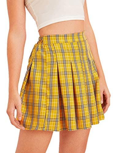Women's Casual Plaid High Waist A-Line Mini Skirt for WDIRARA
