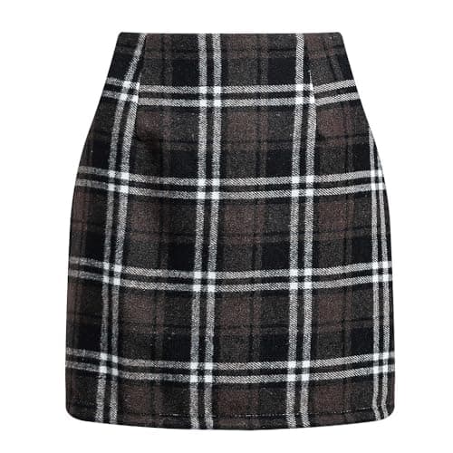 Stylish Women's High Waist Wool Plaid Mini Skirt for Fall Winter